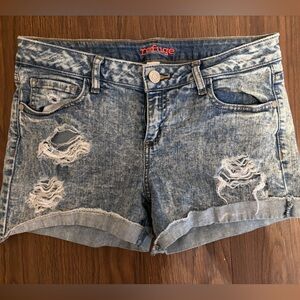 Refuge Acid Washed Distressed Shorts